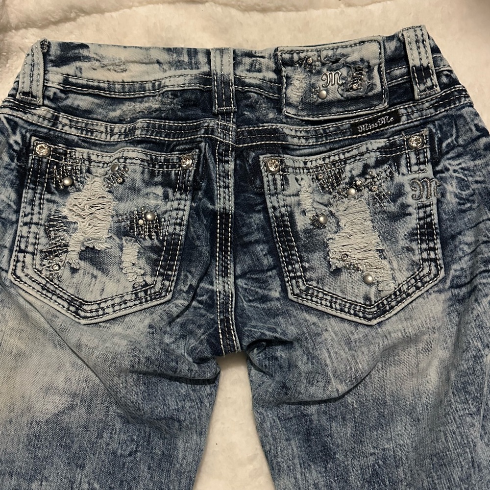 MISS ME STRAIGHT LEG JEANS SIZE 25 - ACID WASH BLUE